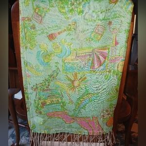 Lilly Pulitzer "The Sunshine State" Murfee Scarf silk/cashmere EUC HTF